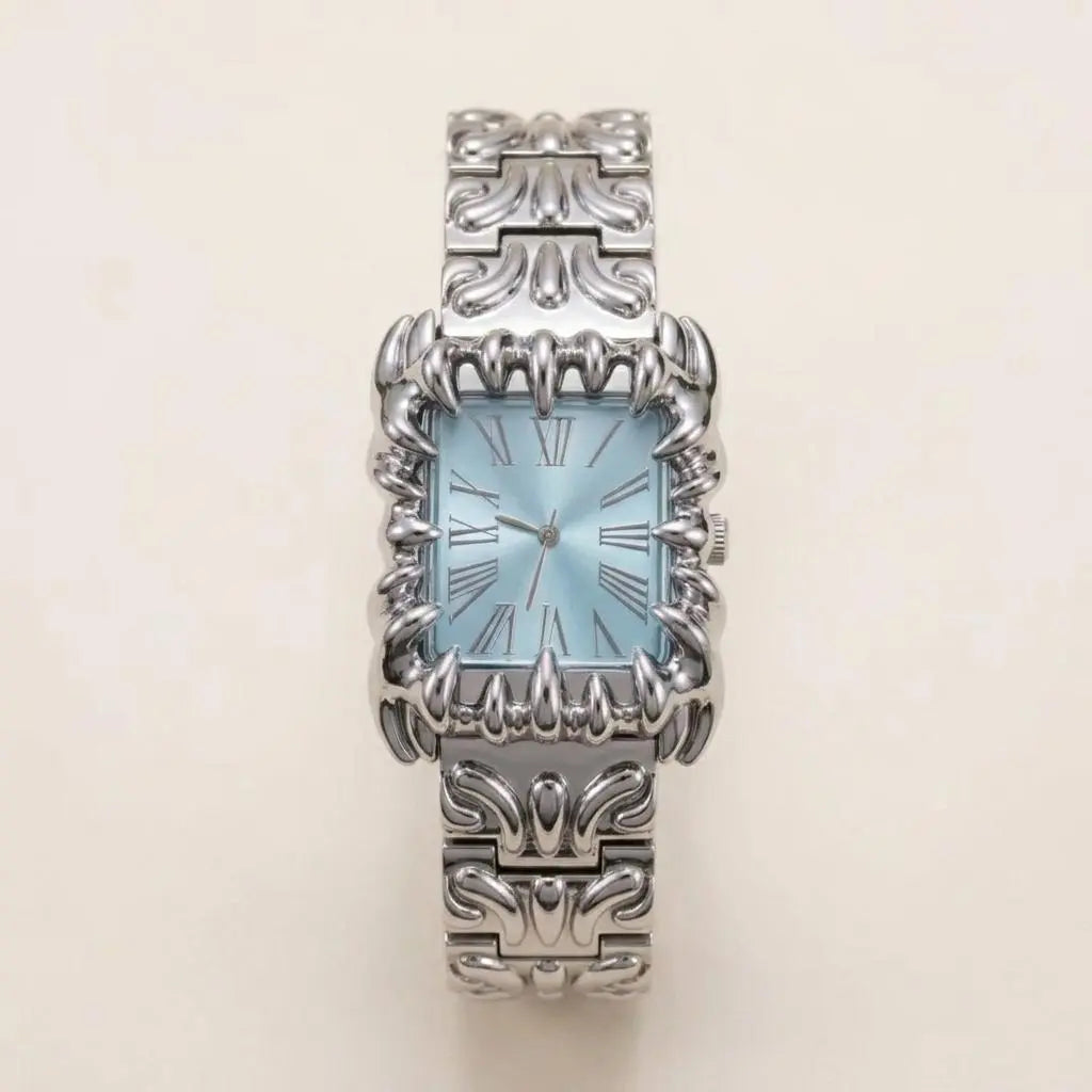 Metal Watch - Square Claw Design | Punk Streetwear Unisex Timepiece | Unique Wrist Jewelry