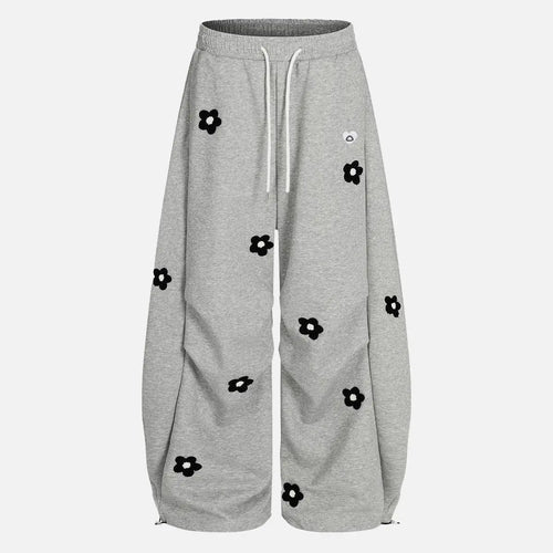 Aelfric Eden Unisex Floral Towel Embroidery Baggy Barrel Sweatpants Elastic Waist Drawstring Casual Pants Y2K Streetwear Loose Fit Vintage Joggers