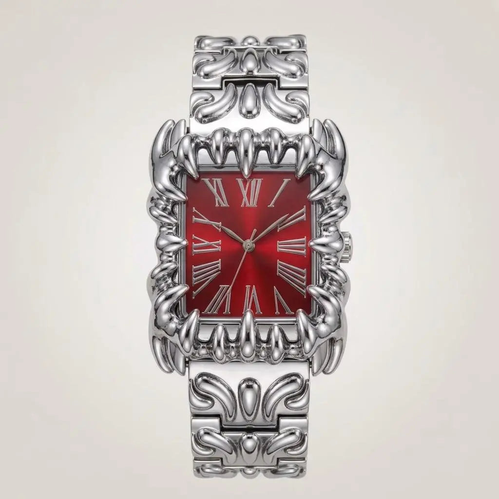 Metal Watch - Square Claw Design | Punk Streetwear Unisex Timepiece | Unique Wrist Jewelry