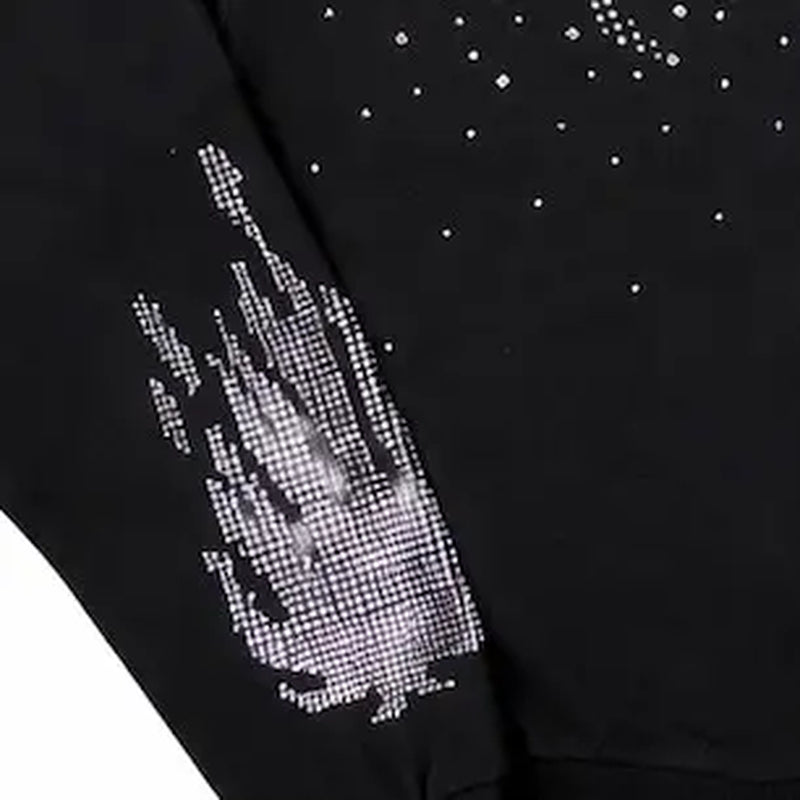 Black Rhinestone Zip up Hoodie - Oversized Y2K Vintage Streetwear Unisex