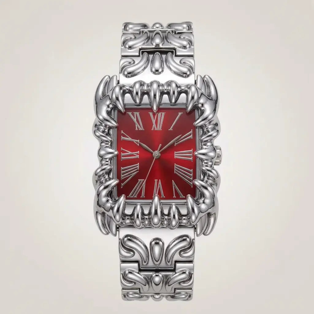 Metal Watch - Square Claw Design | Punk Streetwear Unisex Timepiece | Unique Wrist Jewelry