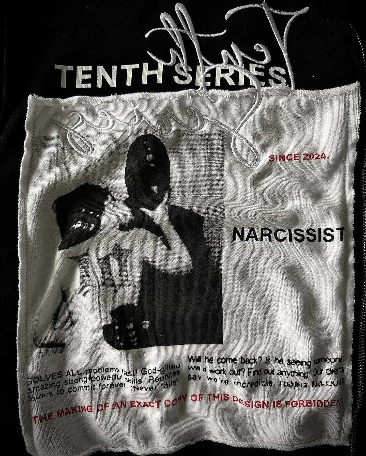 NARCISSIST Black Gothic Zip up Hoodies Retro Hip Hop Graphic Patchwork Hoodie Y2K Men Women Punk Patch Harajuku Jacket Clothing 241009