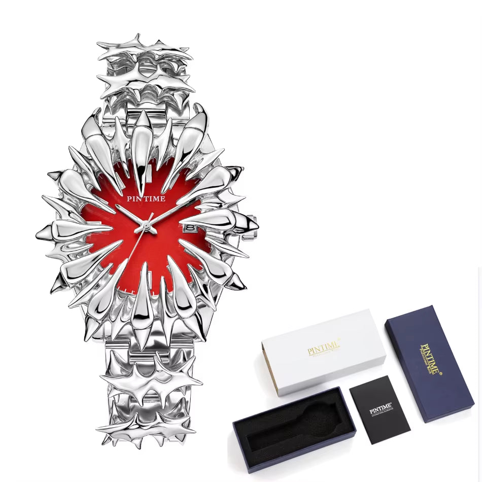 Special-Shaped Lightning Dragon Scale Spike Soldering Watch Design Heavy Industry Trend Y2K Watches Quirky Quartz Wristwatches