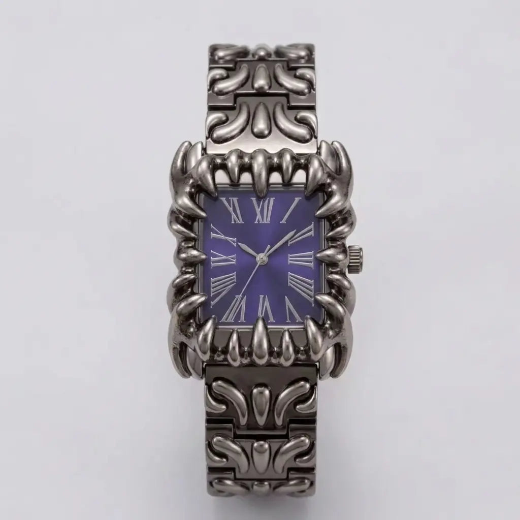 Metal Watch - Square Claw Design | Punk Streetwear Unisex Timepiece | Unique Wrist Jewelry