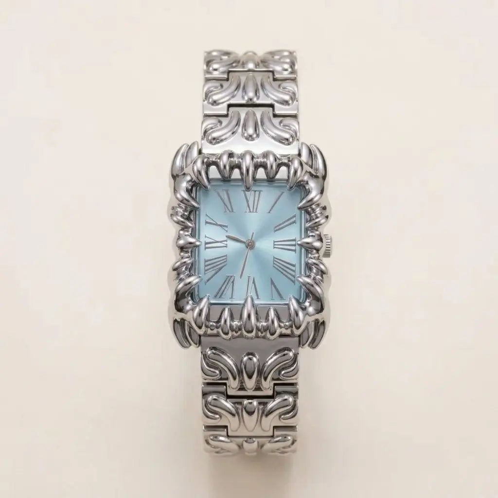 Metal Watch - Square Claw Design | Punk Streetwear Unisex Timepiece | Unique Wrist Jewelry