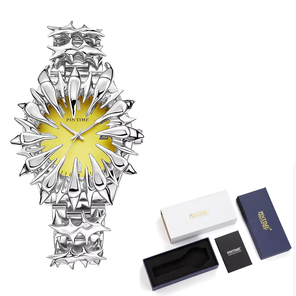 Special-Shaped Lightning Dragon Scale Spike Soldering Watch Design Heavy Industry Trend Y2K Watches Quirky Quartz Wristwatches