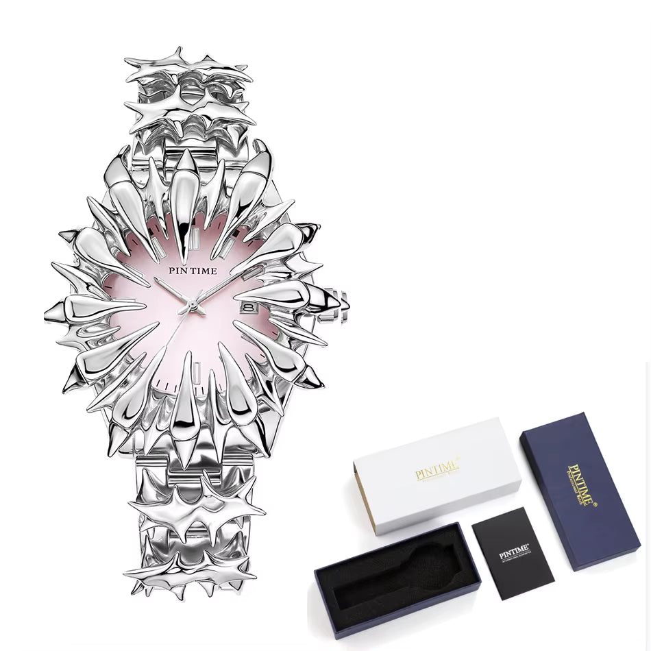 Special-Shaped Lightning Dragon Scale Spike Soldering Watch Design Heavy Industry Trend Y2K Watches Quirky Quartz Wristwatches