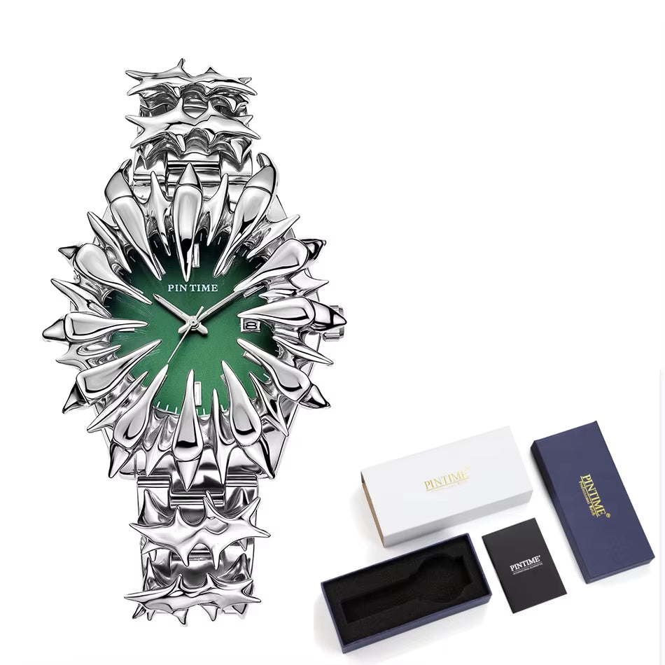 Special-Shaped Lightning Dragon Scale Spike Soldering Watch Design Heavy Industry Trend Y2K Watches Quirky Quartz Wristwatches