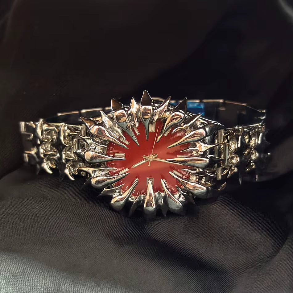 Special-Shaped Lightning Dragon Scale Spike Soldering Watch Design Heavy Industry Trend Y2K Watches Quirky Quartz Wristwatches
